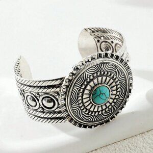 Fashion Iron Alloy Turquoise Stone Decor Bangle